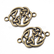 Tibetan Style Alloy Links, Flat Round Knot, Cadmium Free & Nickel Free & Lead Free, Antique Bronze, 29x20x2mm, Hole: 2mm(X-TIBE-S299-035AB-NR)
