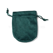Velvet Storage Bags, Drawstring Pouches Packaging Bag, Oval, Dark Cyan, 12x10cm(ABAG-H112-01C-03)