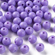 Opaque Acrylic Beads, Round, Lilac, 8x7mm, Hole: 2mm, about 1745pcs/500g(MACR-S370-C8mm-A32)