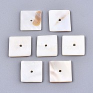 Natural Freshwater Shell Beads, Square, Seashell Color, 15~16x15~16x2mm, Hole: 1.6mm(SHEL-S276-109B-01)