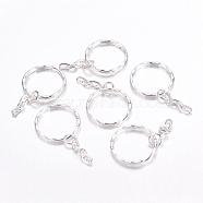 Iron Split Key Rings, Keychain Clasp Findings Silver Color Plated, 25x3mm(IFIN-H046-S)
