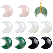 10Pcs 5 Styles Natural & Synthetic Mixed Gemstone Cabochons, No Hole/Undrilled, Natural Quartz Crystal & Rose Quartz & Obsidian & Green Aventurine, Opalite, Moon, 34~35x29~30x7.5~9mm, 2pcs/style(G-HY0001-05)