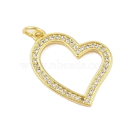 Rack Plating Brass Micro Pave Cubic Zirconia Pendants, Long-Lasting Plated, Lead Free & Cadmium Free, Real 18K Gold Plated, 16x20x2mm, Hole: 3mm(KK-Z074-50G)