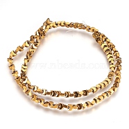 Electroplate Non-magnetic Synthetic Hematite Bead Strands, Faceted, Arrows, Golden Plated, 4x4x2mm, Hole: 1mm, about 26~27pcs/strand, 15.7 inch(40cm)(G-I208-20-B)