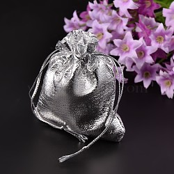 Organza Bags, Silver, 9x7cm(OP012-12)