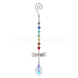 Crystal Glass Sun Catcher Pendant, Rainbow Maker, DIY Garden & Home Decoration, Dragonfly, 275mm(PW-WG24D91-02)