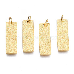 316 Surgical Stainless Steel Pendants, with Jump Rings, Rectangle, Real 14K Gold Plated, 18x6x1mm, Hole: 2.5mm, Jump Ring: 4x0.5mm, 2.5mm inner diameter(STAS-N097-047)