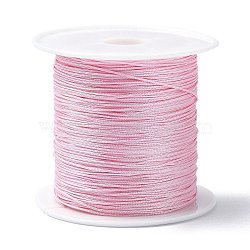 1 Roll Nylon Chinese Knot Cord, Nylon Jewelry Cord for Jewelry Making, Pink, 0.4mm(X-NWIR-C003-02D)