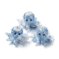 Handmade Lampwork Beads, with Enamel, Octopus, Steel Blue, 13.5~15x20.5~24.5x21.5~24.5mm, Hole: 1.6~2mm(LAMP-H065-03D)