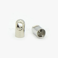 Brass Cord Ends, Nickel Free, Platinum, 5.2x2.8mm, Hole: 1.2mm, Inner Diameter: 2mm(EC111-3NF)