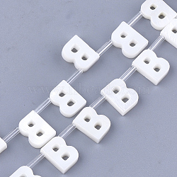 Natural Freshwater Shell Beads, Top Drilled Beads, White, Letter.B, 10x7.5x3mm, Hole: 0.8mm(SHEL-T012-59B)