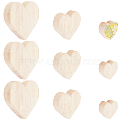 Wood Display Decoration, Wooden Tray Plates, Heart, 45~90x50~100x19mm, 3pcs/set(DJEW-WH0034-57C)