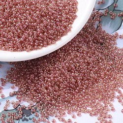 MIYUKI Round Rocailles Beads, Japanese Seed Beads, 11/0, (RR373) Dark Rose Lined Light Topaz Luster, 2x1.3mm, Hole: 0.8mm, about 50000pcs/pound(SEED-G007-RR0373)