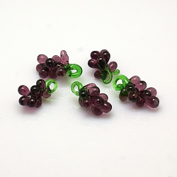 Handmade Lampwork Beads, Grape, Purple, 20~25x12~15x12mm, Hole: 3.5mm(X-LAMP-Q014-1)