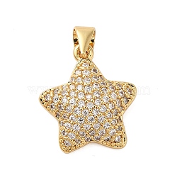 Brass Micro Pave Cubic Zirconia Pendants, Star, Golden, 18x16x4mm, Hole: 4x3.5mm(KK-A228-03G)