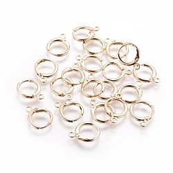 Brass Huggie Hoop Earring Findings, with Horizontal Loop, Nickel Free, Real 18K Gold Plated, 14.5x11.5x2mm, Hole: 1.8mm, Pin: 0.8mm(X-KK-I649-08G-NF)