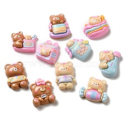 Bear Theme Opaque Resin Decoden Cabochons, Mixed Shapes, Mixed Color, 21~28x19~26.5x7~9.5mm(CRES-P034-06)