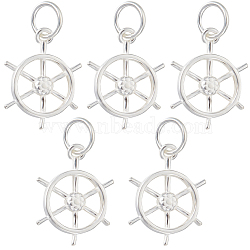 5Pcs 925 Sterling Silver Pendants, with 925 Stamp, with Jump Ring, Helm, Silver, 16x12x2mm, Hole: 4mm(STER-BBC0002-22)