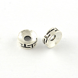 Flat Round Tibetan Style Alloy Spacers Beads, Cadmium Free & Lead Free, Antique Silver, 7.5x3mm, Hole: 2mm, about 2170pcs/1000g(TIBEB-Q066-06AS-LF)