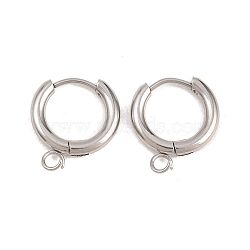 316 Stainless Steel Huggie Hoop Earring Findings, with Loop, Long-Lasting Plated, Stainless Steel Color, 15x2.5mm, Hole: 2.5mm, Pin: 1mm(EJEW-B158-01B-P)