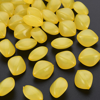 Imitation Jelly Acrylic Beads, Rhombus, Yellow, 17x14.5x9.5mm, Hole: 1.6mm, about 500pcs/500g