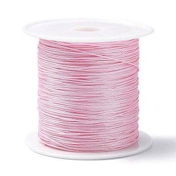 1 Roll Nylon Chinese Knot Cord, Nylon Jewelry Cord for Jewelry Making, Pink, 0.4mm