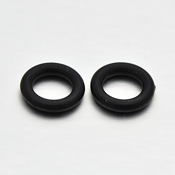 Rubber O Rings, Donut Spacer Beads, Fit European Clip Stopper Beads, Black, 10x2mm