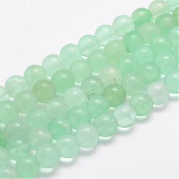 Natural Green Fluorite Bead Strands, Round, 12mm, Hole: 1mm, about 32pcs/strand, 15.5 inch