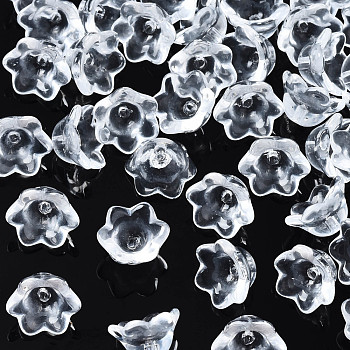 Transparent Glass Beads, Flower, Clear, 7x11.5x11.5mm, Hole: 1.2mm
