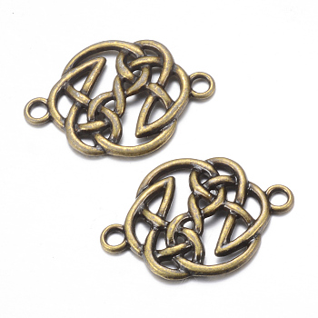 Tibetan Style Alloy Links, Flat Round Knot, Cadmium Free & Nickel Free & Lead Free, Antique Bronze, 29x20x2mm, Hole: 2mm