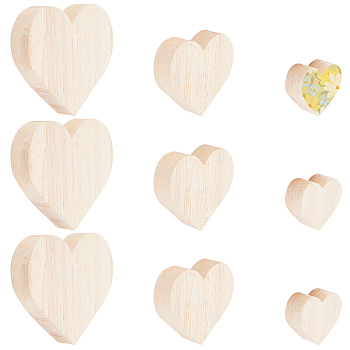 Wood Display Decoration, Wooden Tray Plates, Heart, 45~90x50~100x19mm, 3pcs/set