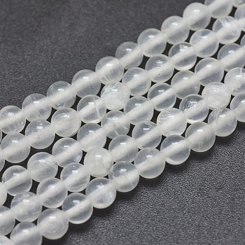 Natural Selenite Beads Strands, Round, 4mm, Hole: 0.8mm, about 91pcs/strand, 15.7 inch(40cm)
