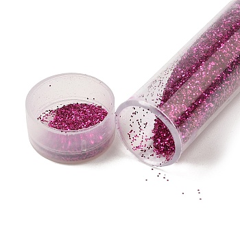 Plastic Glitter Powder Fillers, UV Resin Filler, Epoxy Resin Mold Filling Material, for DIY Resin Craft Making, Medium Violet Red, 75.5x12mm