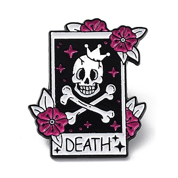 Enamel Pins, Black Alloy Badge for Halloween, Skull, 30x25.5x1mm