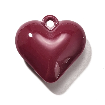 Acrylic Pendants, Heart-shaped, with Loop, Dark Red, 34.5x34x12mm, Hole: 3.5mm
