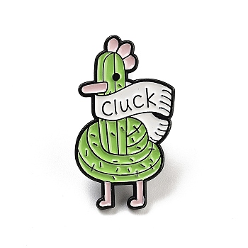 Cartoon Cactus Alloy Enamel Brooch, Luck Plant Enamel Pins for Backpack Clothes, Lime Green, 30x17.5x1.5mm