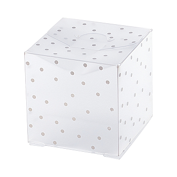 Polka Dot Pattern Transparent PVC Square Favor Box Candy Treat Gift Box, for Wedding Party Baby Shower Packing Box, Clear, Box Size: 4x4x4cm, 30pcs/set