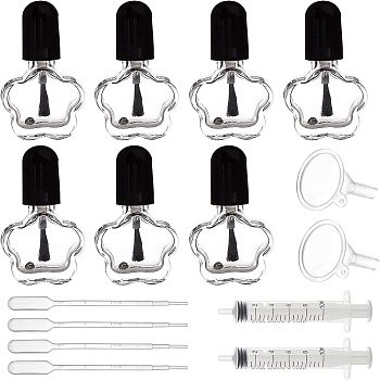 DIY Kits, with Transparent Glass Nail Polish Empty Bottles, Mini Transparent Plastic Funnel Hoppers, Disposable Plastic Transfer Pipettes and 304 Stainless Steel Beads, Clear, Bottle: 5.35x3x1.55cm, Capacity: 4ml