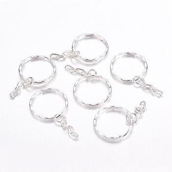 Iron Split Key Rings, Keychain Clasp Findings Silver Color Plated, 25x3mm