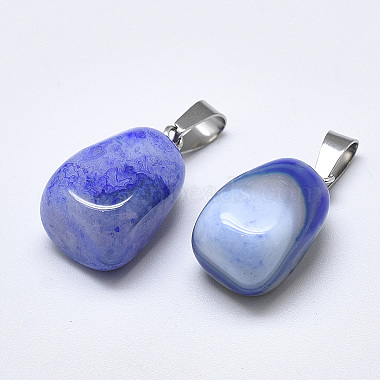 Natural Banded Agate/Striped Agate Pendants(G-T122-20I)-2