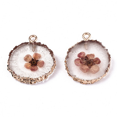 Transparent Clear Epoxy Resin & Dried Flower Pendants(RESI-S383-075-D02)-2