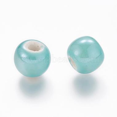 Pearlized Aquamarine Handmade Porcelain Round Beads(X-PORC-D001-10mm-03)-2