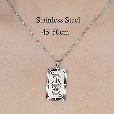 Non-Tarnish 201 Stainless Steel Hollow Tarot Card Pendant Necklace(NJEW-OY001-90)-3