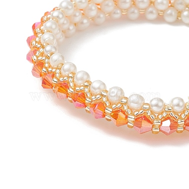 Glass Imitation Pearl & Bicone Beaded Bracelets(BJEW-MZ00035-01)-2