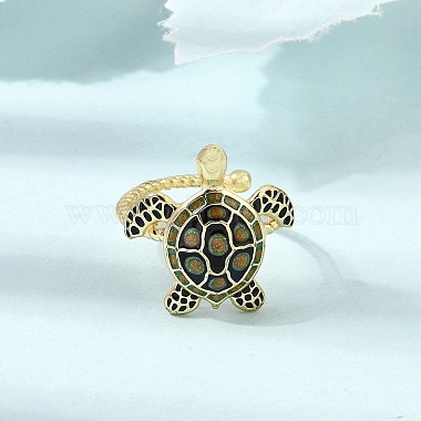 Brass Enamel Cuff Open Rings(KK-CBA0419-02G)-1