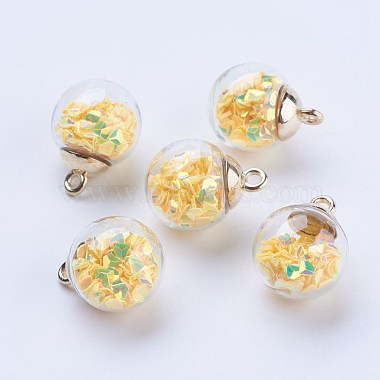 Golden Yellow Round Glass Pendants