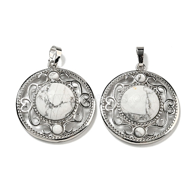 Platinum Flat Round Howlite Pendants