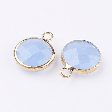 Golden Tone Brass Glass Flat Round Charms(GLAA-M003-A-18G)-2