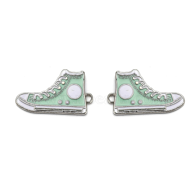 Platinum Aquamarine Shoes Alloy+Enamel Pendants