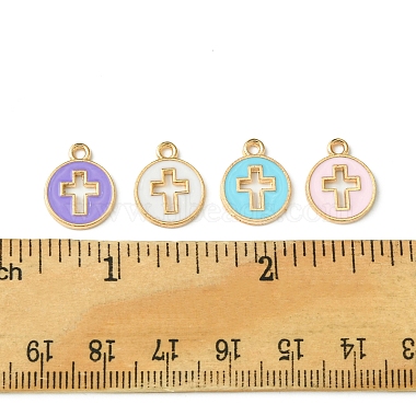 16Pcs 4 Colors Light Gold Plated Alloy Enamel Pendants(ENAM-FS0001-85)-5